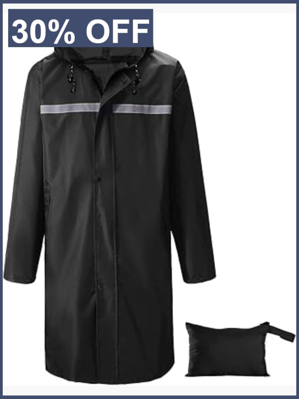 Men's Waterproof Raincoat, Packable Hooded Long Windbreaker Jacket